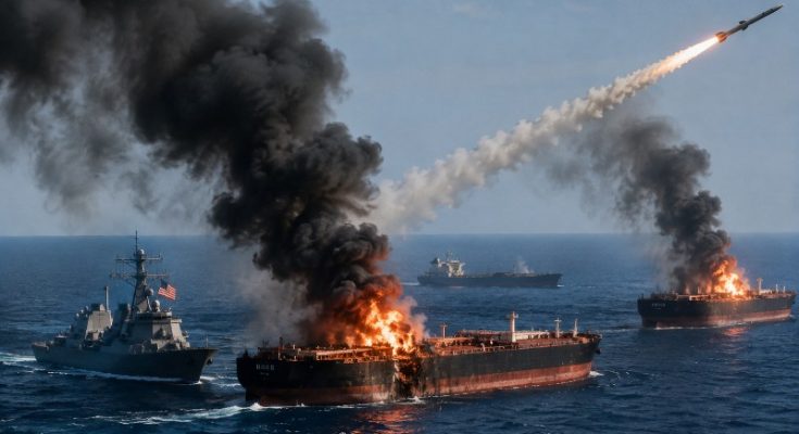 US forces destroyed three Iranian oil tankers after Tehran launched missiles at two American Navy ships.