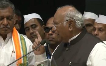 Mallikarjun Kharge speaking at an event in Patna